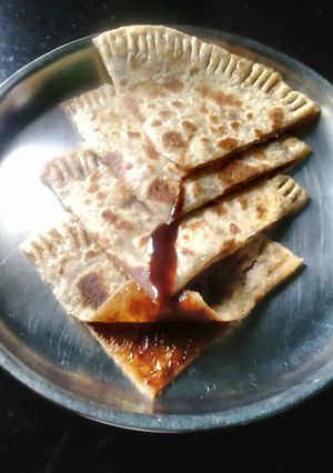 A picture of Chocolate syrup paratha.