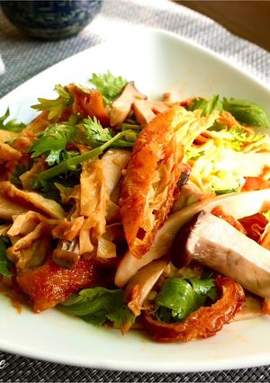 涼拌豆皮杏鮑菇 的食譜成品照片