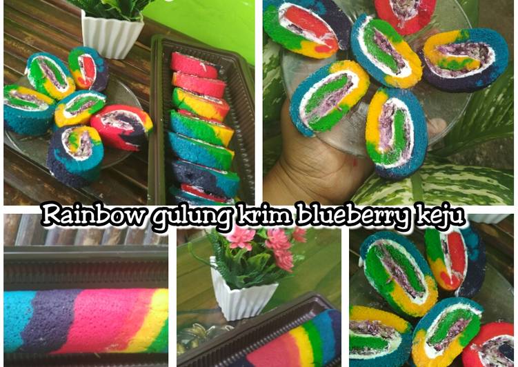 Bolu gulung rainbow selai blueberry n keju