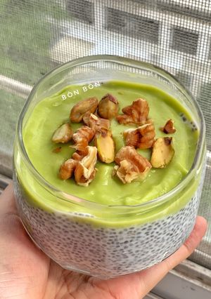Hình của món Pudding Bơ Sữa Dừa Hạt Chia.