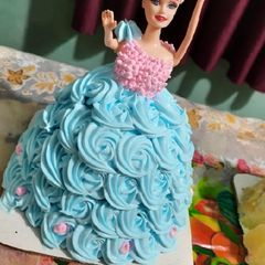 A picture of Dark chocolate doll cake.