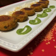 A picture of Masoor Dal Tikki With Mint And Coriander.