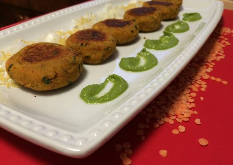 Recipe of Perfect Masoor Dal Tikki With Mint And Coriander