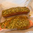 Salmon with pistachio and turmeric crust