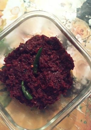 A picture of Beet bata/ bengali style mushy beetroot fry.