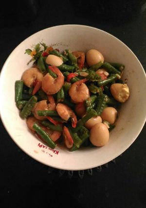Foto resep Oseng kacang panjang udang puyuh
