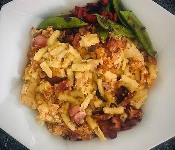 The New Way Make Recipe LoadedBaconRed Onions Crispy Mac and Cheese with ChilliSoySugarsnaps side Delicious