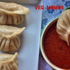 Vegetable Momos with Spicy Chilli Sauce A picture of Vegetable Momos with Spicy Chilli Sauce.