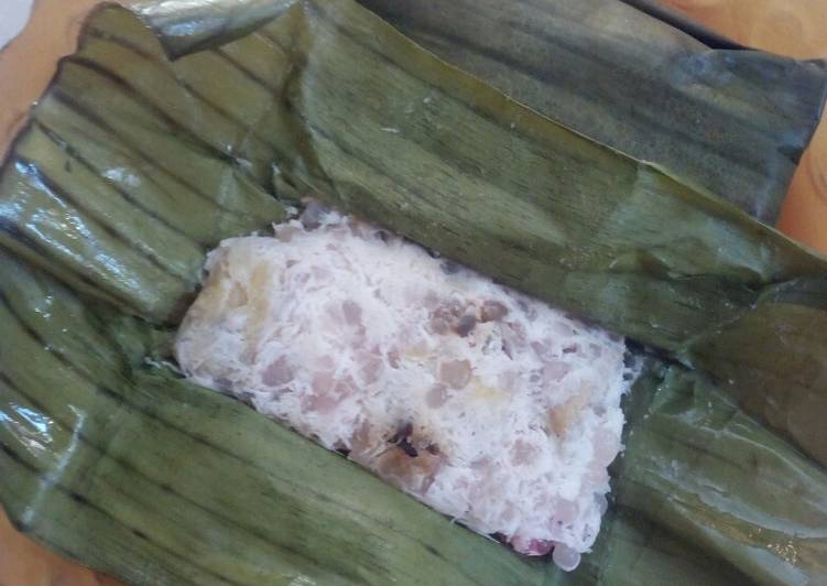 Resep Kue biji mutiara kukus campur kelapa &amp; pisang, Sempurna