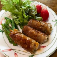 Japanese pork roll ups A picture of Japanese pork roll ups.