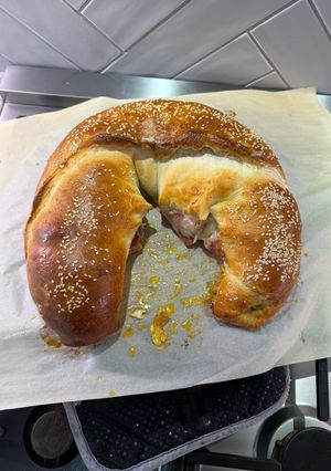 A picture of Pepperoni and Salami Stromboli.