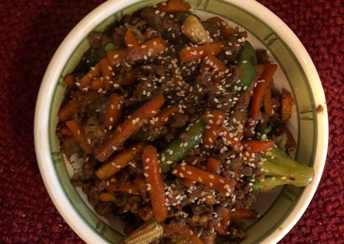 Korean Ground Beef and Rice Bowl