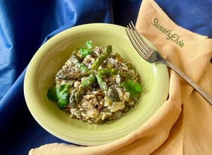 Foto di Mix di cereali con asparagi e pesce