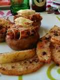 Champiñones rellenos con patatas al horno