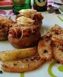 Champiñones rellenos con patatas al horno