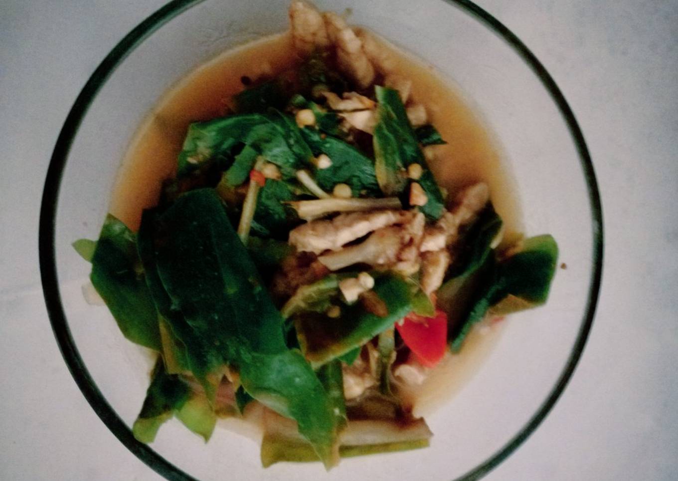 Daun kencur tempe kuah santan