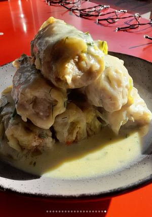 A picture of Dolmades (Stuffed Cabbage Rolls).