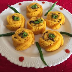 A picture of #Instant Sooji DhoklaA very yummylicious muffins that is made very easily and healthy and tasty.