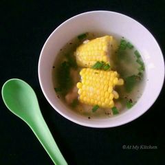 A picture of Chicken Corn On The Cob Clear Soup.