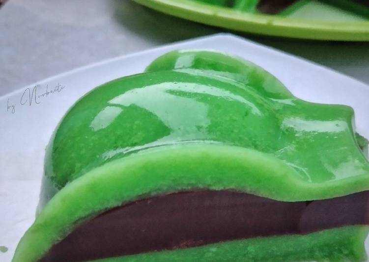 Resep Puding pandan lumut lapis coklat, Menggugah Selera