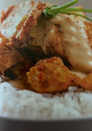 Zdjęcie przepisu Piersi kurczaka w sosie brzoskwiniowym (Książka Thermomix).