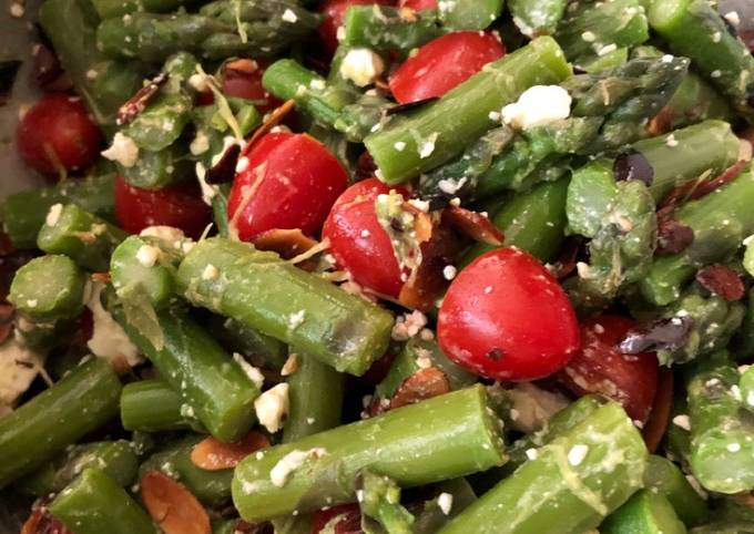 Steps to Prepare Favorite Asparagus, tomato, and feta salad with balsamic vinaigrette
