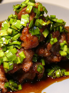 A picture of 【Garlic Chive Soy Sauce】with Gizzard Karaage.