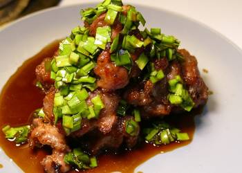Easiest Way to Make Delicious Garlic Chive Soy Saucewith Gizzard Karaage
