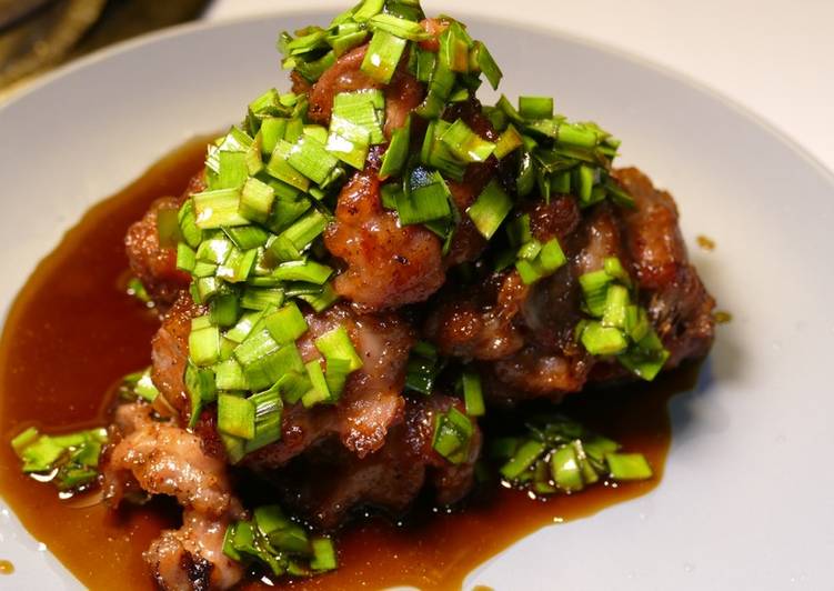 Steps to Prepare Homemade 【Garlic Chive Soy Sauce】with Gizzard Karaage
