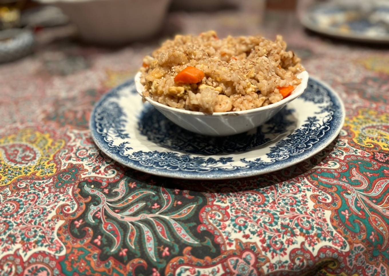 Arroz frito con gambas