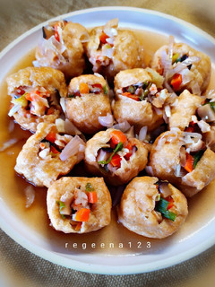 Foto resep Steamed stuffed tofu puff/Tim tahu kopong isi