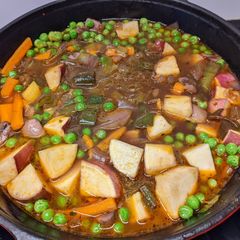 A picture of Sweet potato coconut mushroom stew.