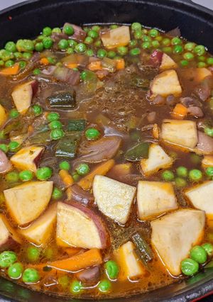 A picture of Sweet potato coconut mushroom stew.