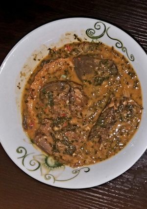 A picture of Ofe Onugbu (Bitterleaf soup).