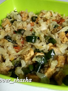 Foto resep Tumis kol + tempe cabai hijau