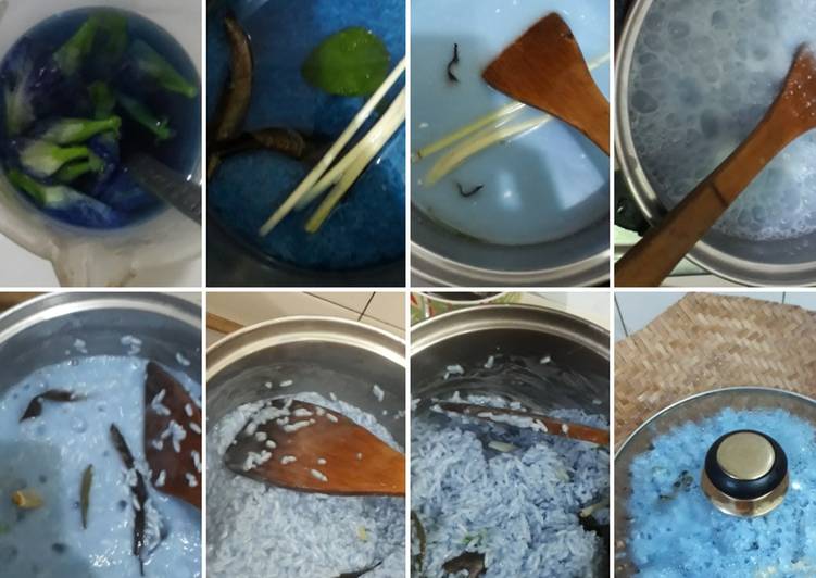 Bahan Nasi gurih biru bunga telang | Cara Masak Nasi gurih biru bunga telang Yang Sedap