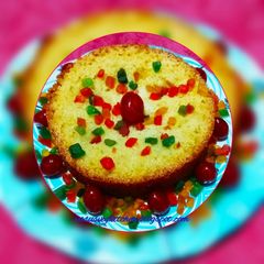A picture of Rava Tutti Frutti Cake in Pressure Cooker.