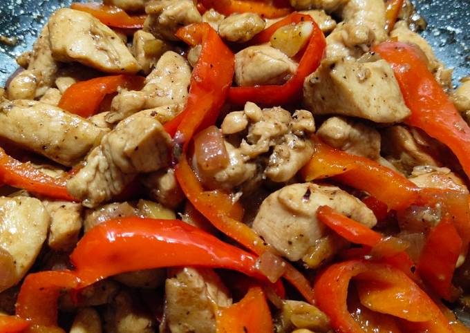 Easiest Way to Make Super Quick Homemade Chicken and Bell Pepper Saute