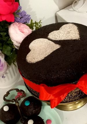 عکسی از دستور کیک براونی خیس روز عشق و ازدواج♥️♥️