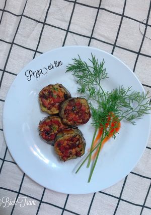 Hình của món Pizza cà tím áp chảo.
