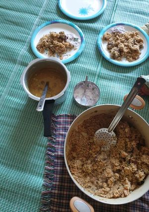 A picture of Muslim Mutton Biryani with Jeera rice.