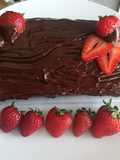 Marbled Swiss Roll Filled with Cream and Strawberries with Chocolate
