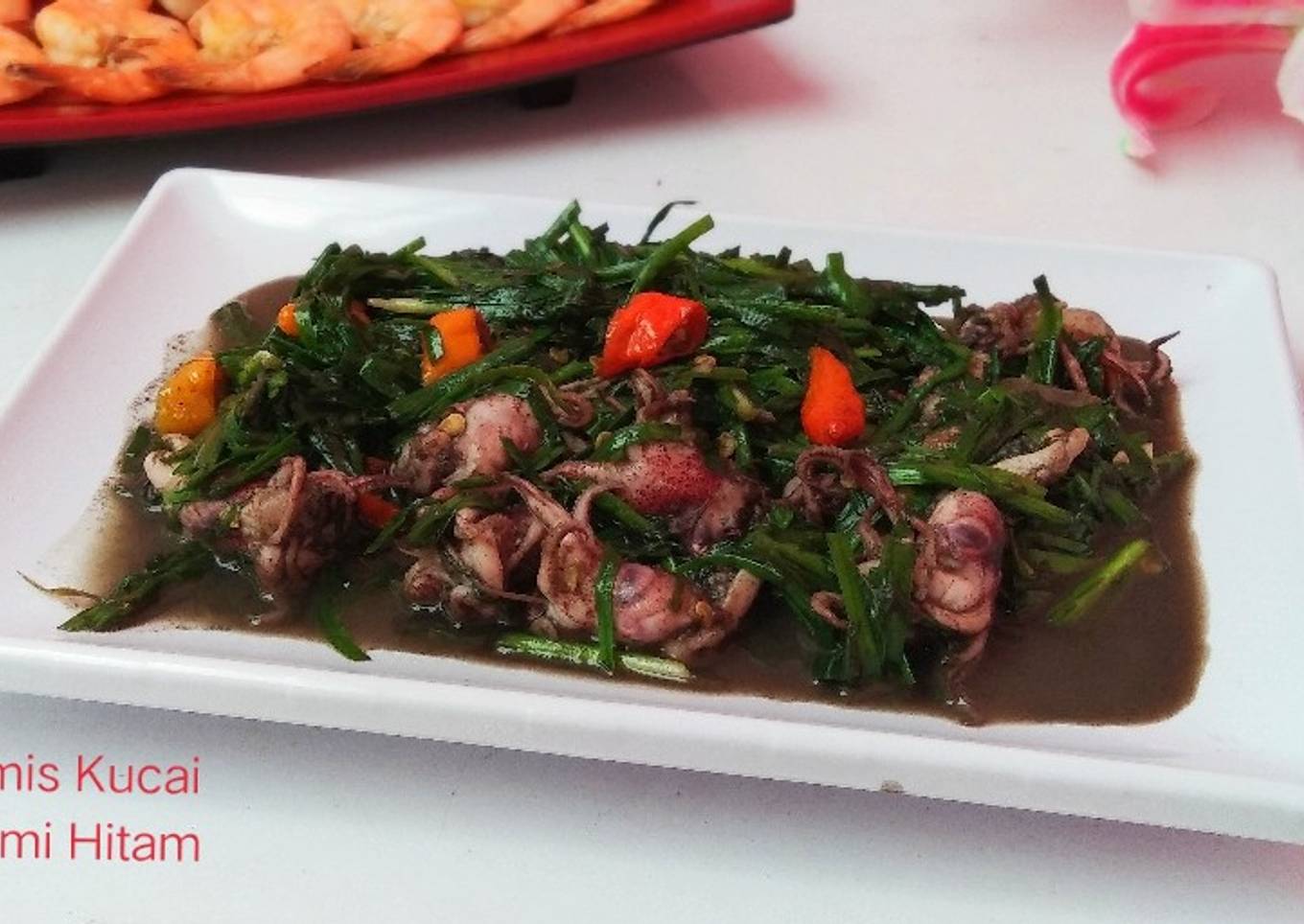 Bawang goreng cumi hijau