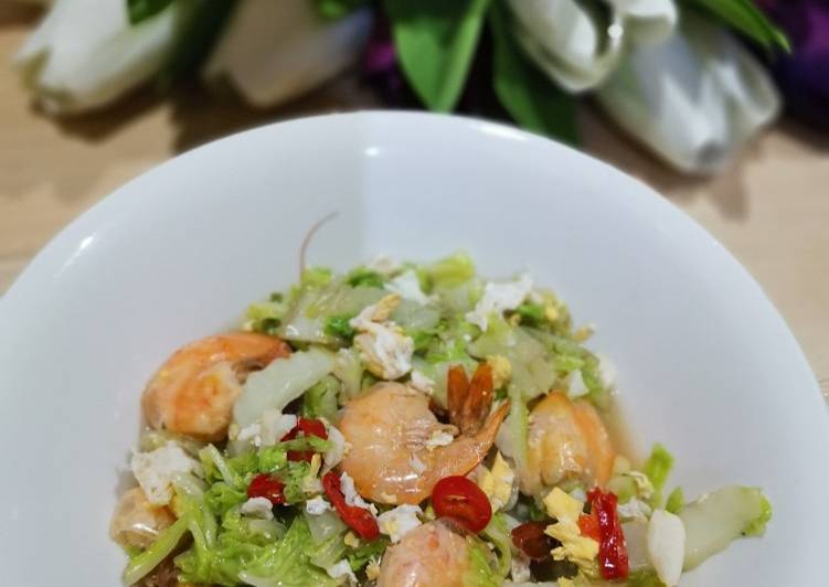 Resep Ca Sawi Putih udang telur tanpa Micin/ msg yang Menggugah Selera