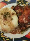 Pollo asado con petit pois y papaya
