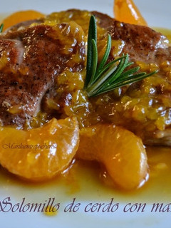 Una foto de Solomillo de cerdo con mandarinas