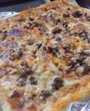 Pizza sin amasar de pollo🍗, carne, carnes frías y queso🧀🍕🥩