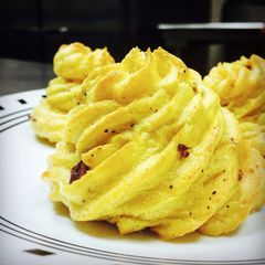Bacon Cheddar Duchess Potatoes A picture of Bacon Cheddar Duchess Potatoes.