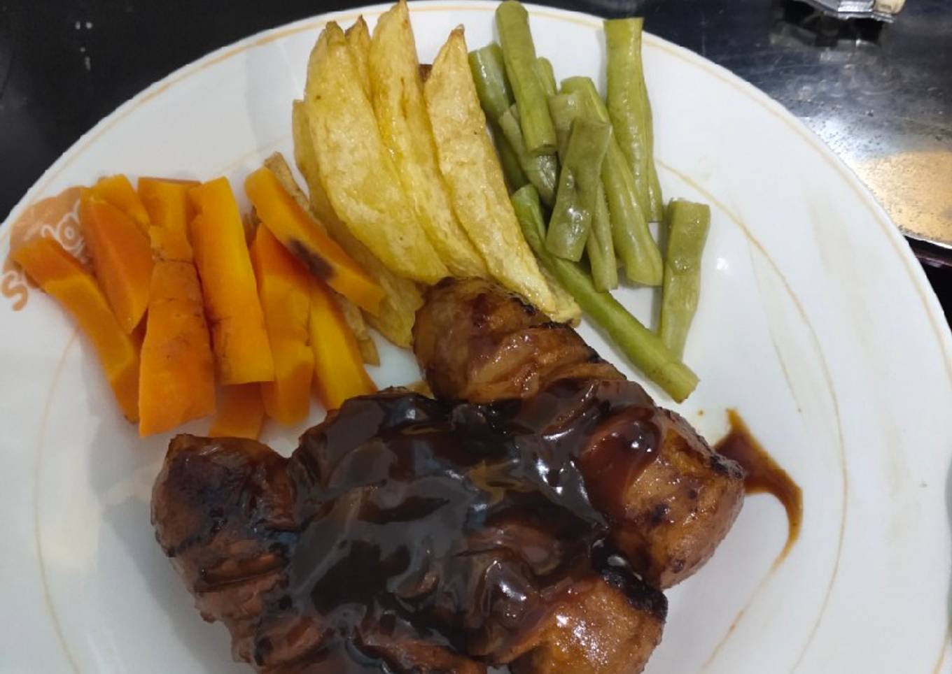 Steak sosis teflon lada hitam