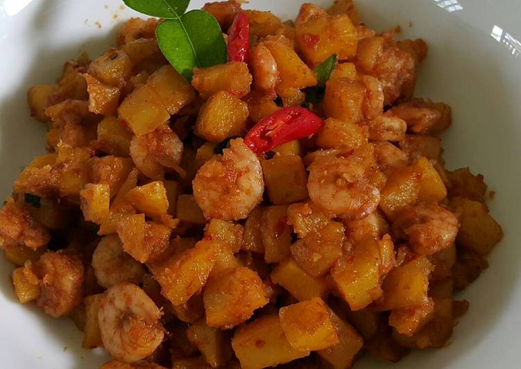 Cara Gampang Menyiapkan Sambel goreng kentang baso udang, Lezat